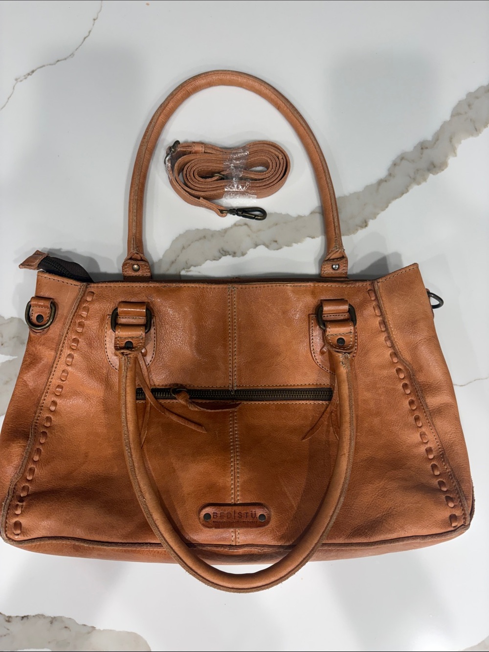 BED|STU Cognac Leather Tote with Detachable Strap